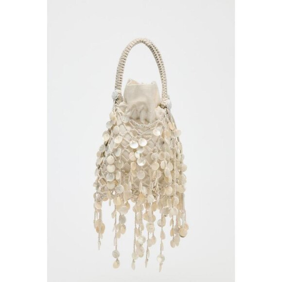 ZARA PEARLESCENT APPLIQUÉ HANDBAG - Picture 1 of 6